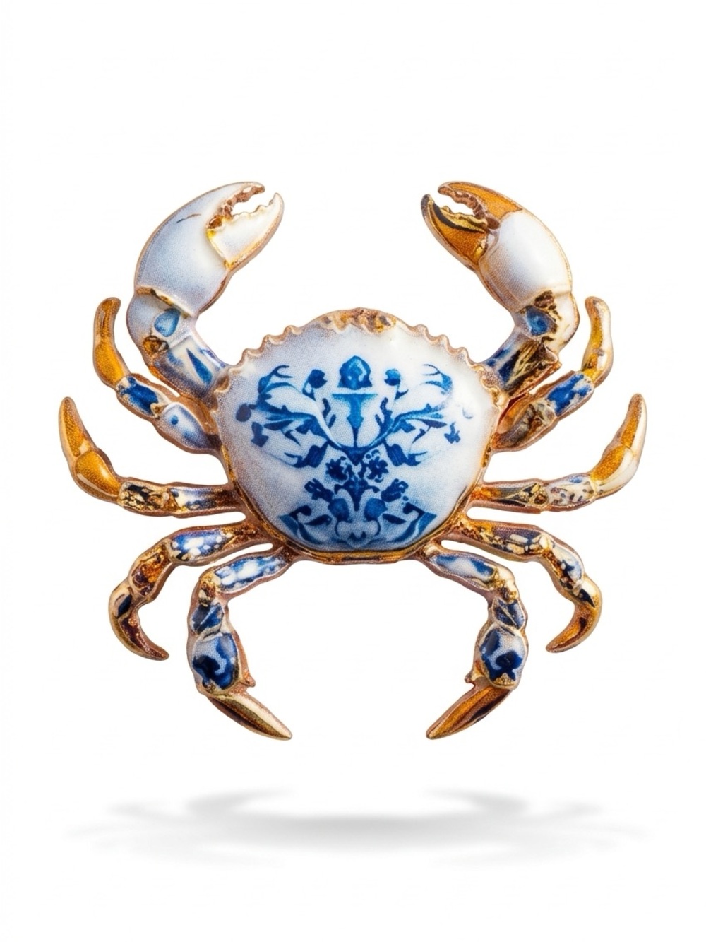 Blue & Gold enamel Crab Home Accent by